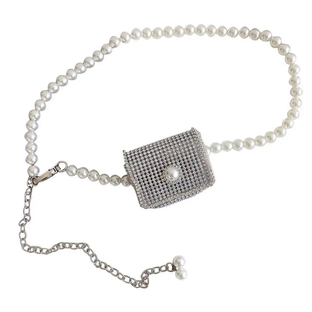 Pearl Mini Waist Bag Flash Diamond Rhinestone