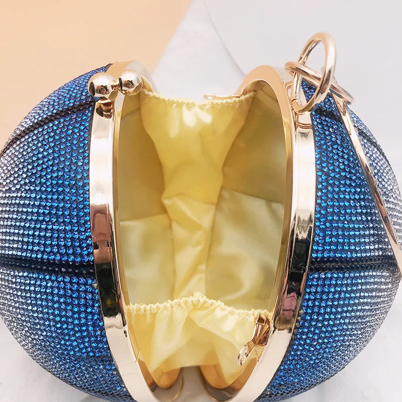 Basketball Shaped Diamond Crystal Evening Clutch Bag