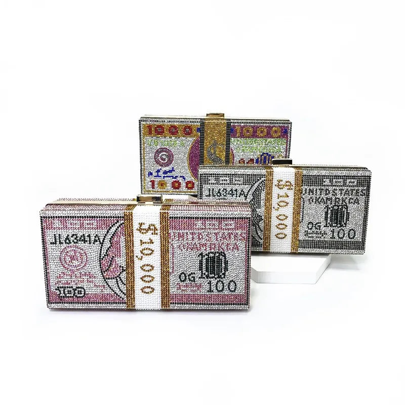 Creative Money Clutch Rhinestone Purse