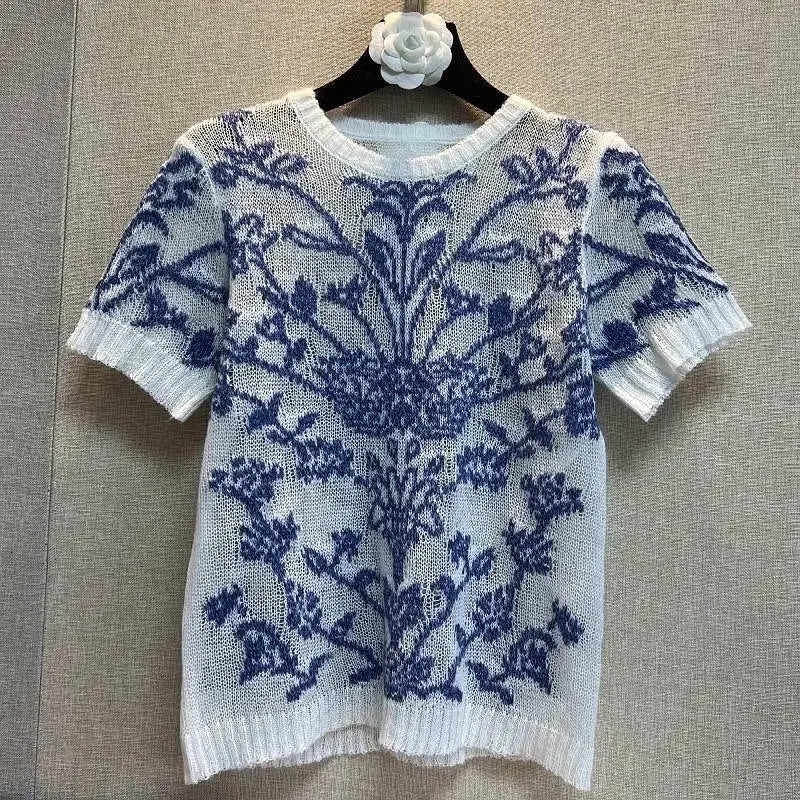 Flower Embroidery Hollow Out Knitted Sweater