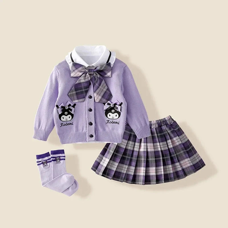 My Melody Children's Knitted Cardigan Pleated Skirt Three Piece Set Skirt