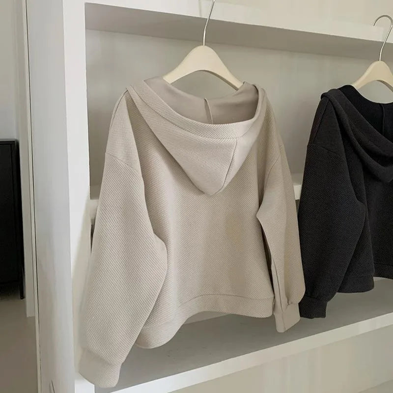 Loose Hooded Neck Dress Loose Sweater Coat Two-piece