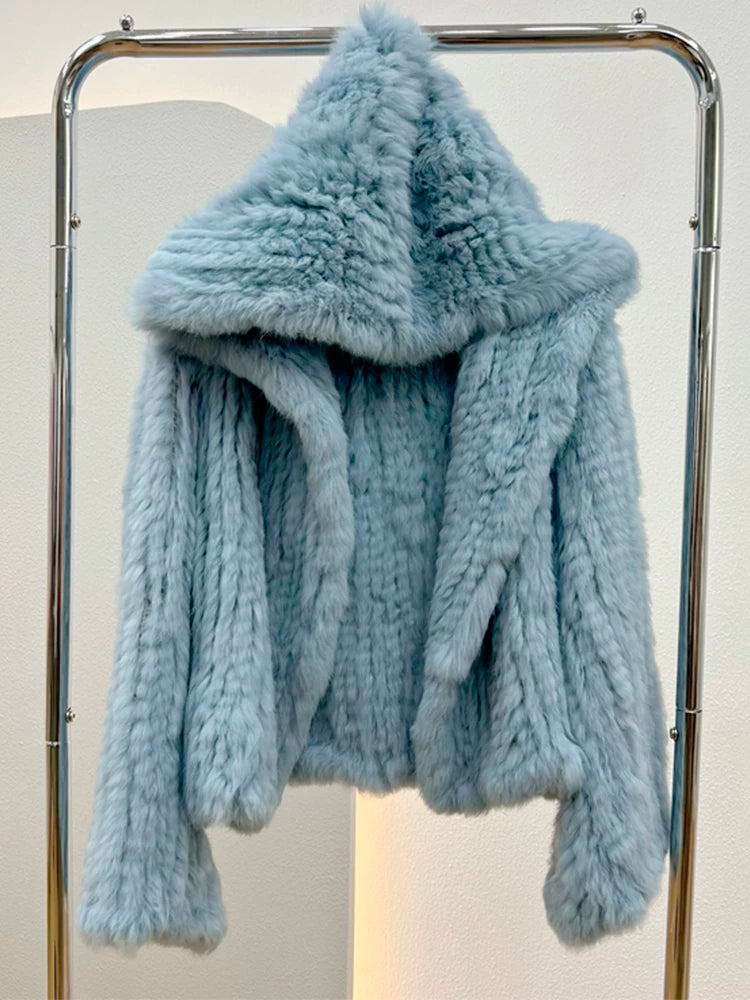 100% Real Rabbit Fur Coat