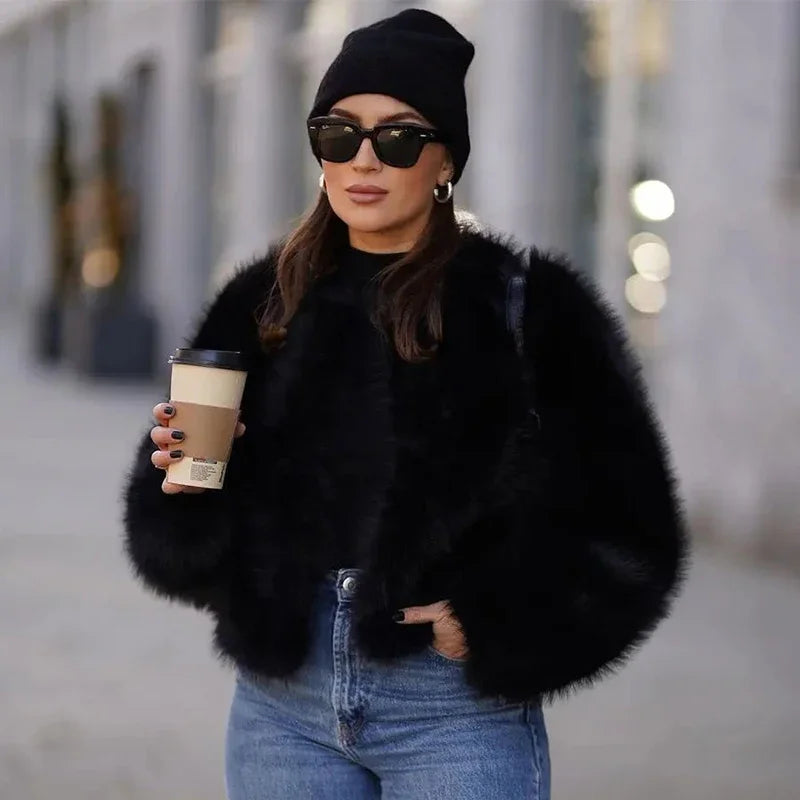 Cropped Faux Fur Fluffy Short Jacket