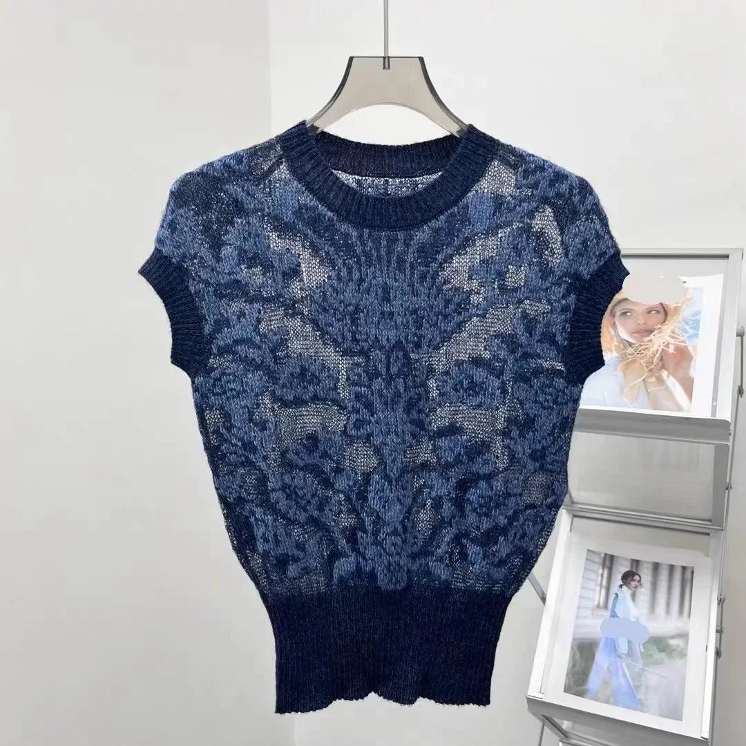 Flower Embroidery Hollow Out Knitted Sweater