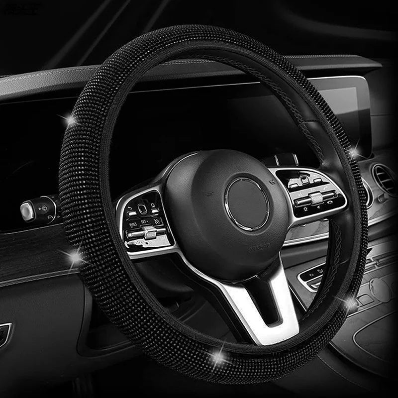 Bling Bling Velvet Diamond Rhinestones Car Steering Wheel Cover