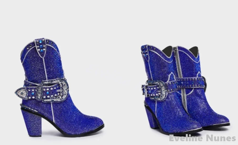 Luxury Sparkling Rhinestone Western Cowboy Boots