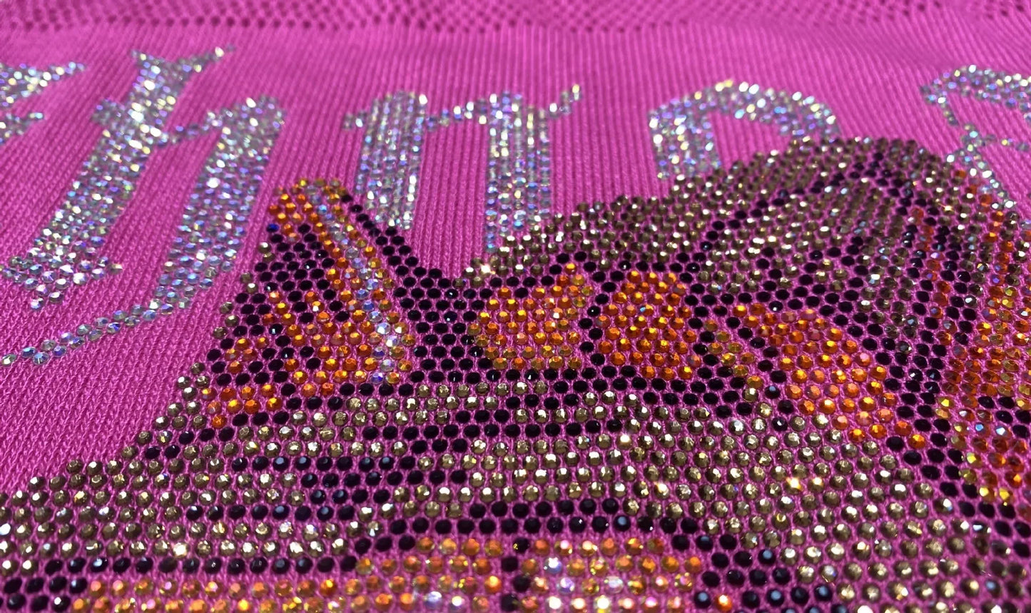 2PCS Knitted Cartoon Shiny Rhinestones Tracksuit