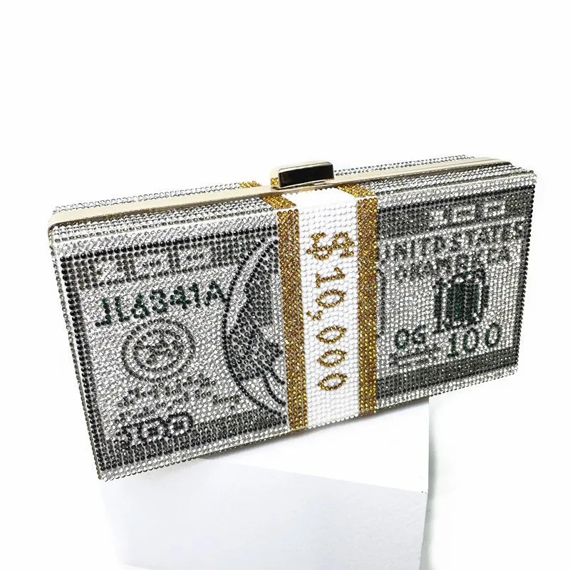 Creative Money Clutch Rhinestone Purse