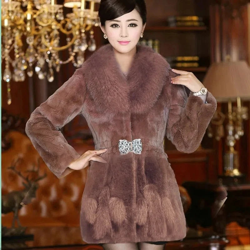 Med-length imitation mink fur jackets