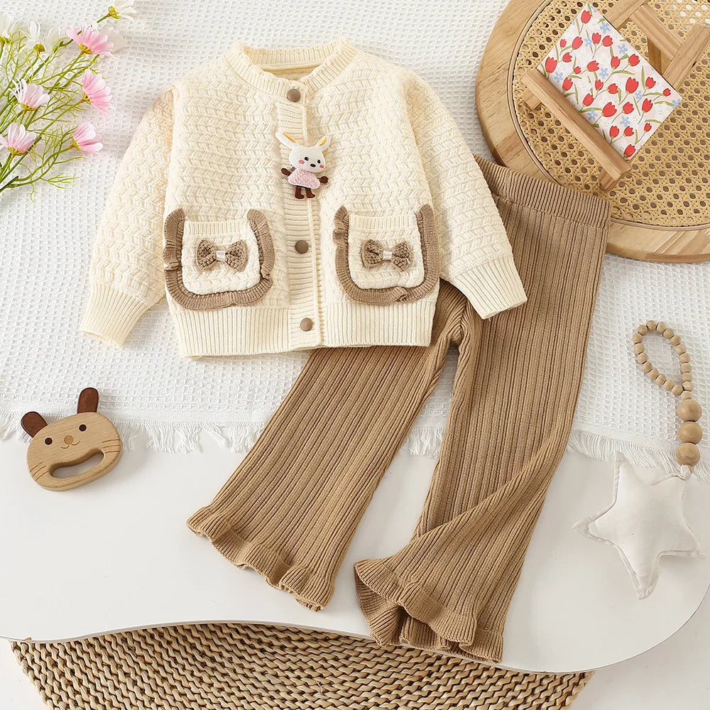 Girl Flower Knitted 2Pcs Set