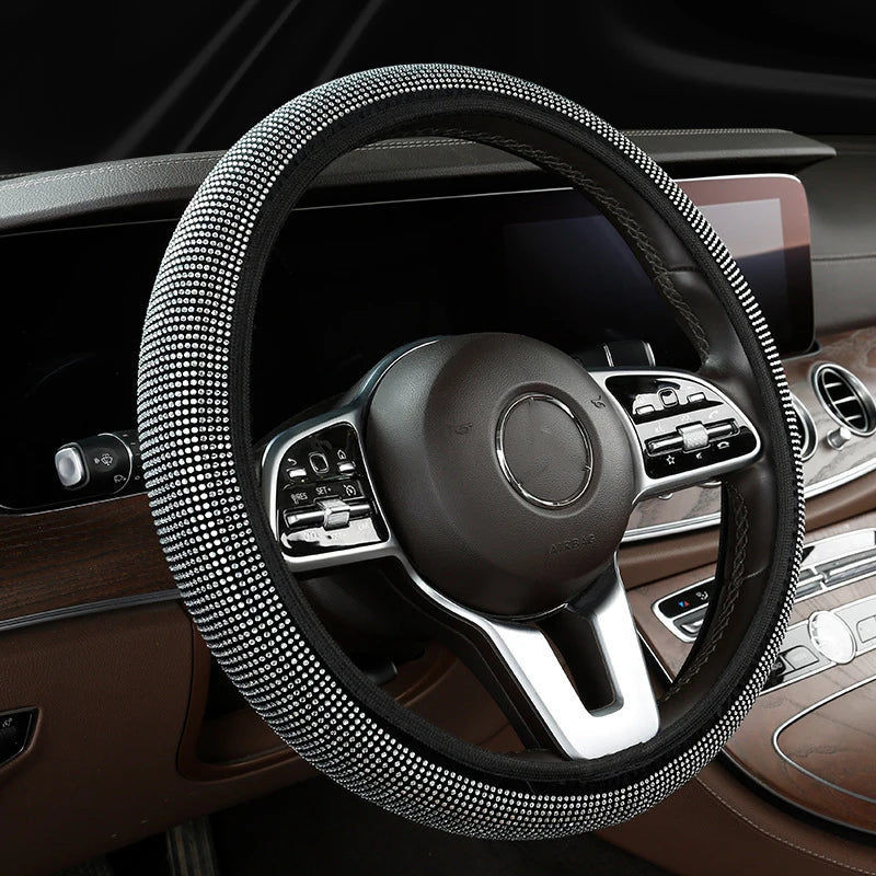 Bling Bling Velvet Diamond Rhinestones Car Steering Wheel Cover