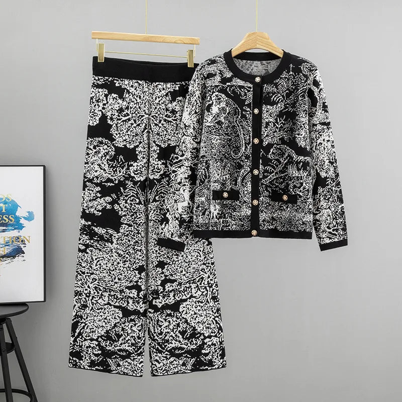 Jacquard Landscape Painting Knitted Set