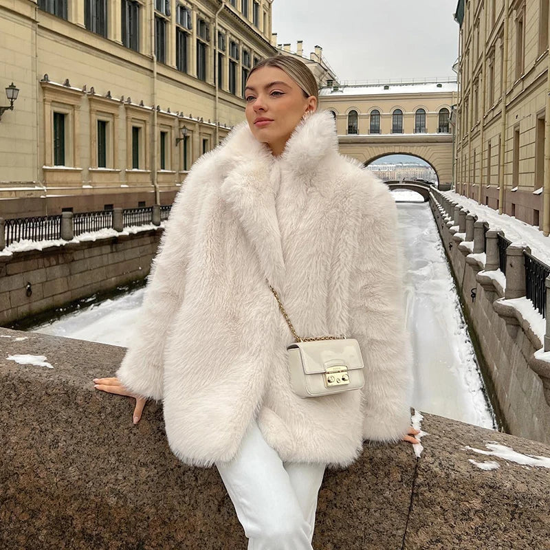 Fluffy Furry Faux Fur Women Winter Shaggy Jacket