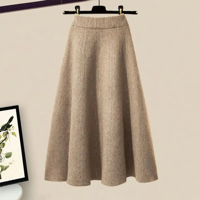Printed Knitted Sweater Pullover Slim Fit Knitted Skirt Two Piece