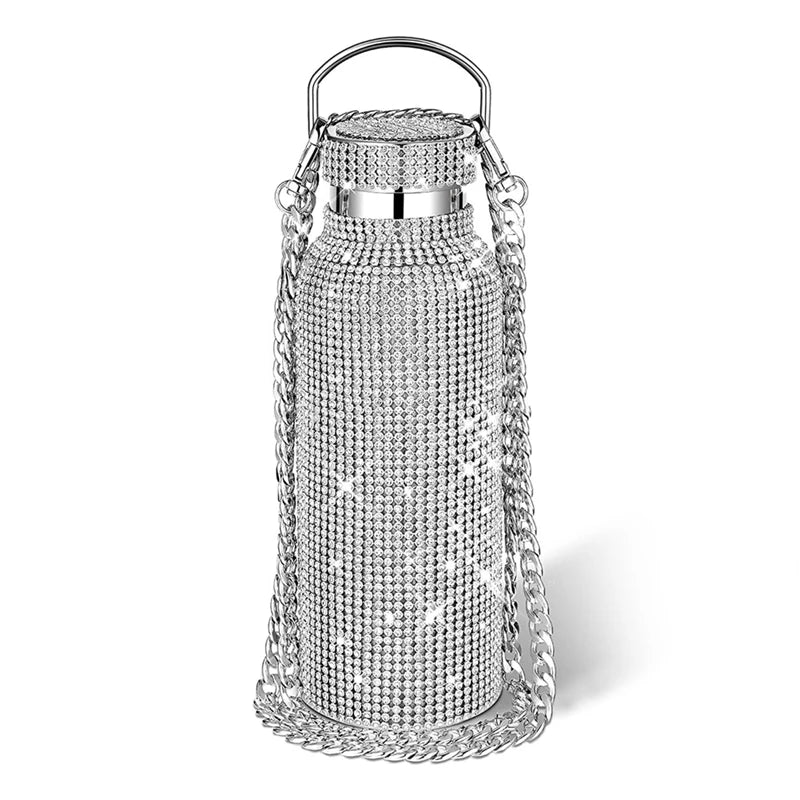 Diamond Stainless Steel Water Bottle with Crossbody 600Ml