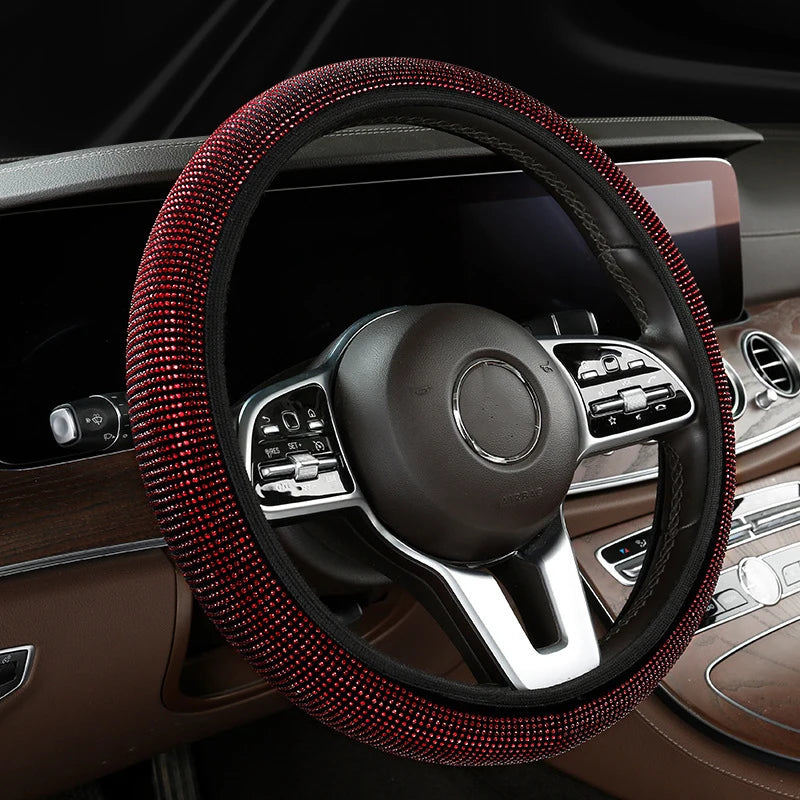 Bling Bling Velvet Diamond Rhinestones Car Steering Wheel Cover