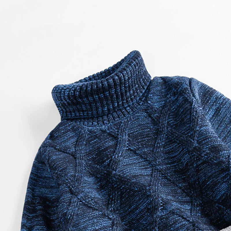 3-10 Years Boys Fashion Plush Warm Turtleneck Sweater