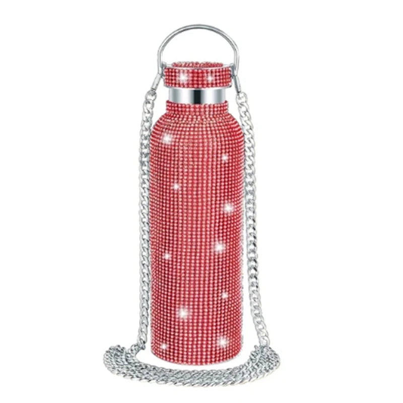 Diamond Stainless Steel Water Bottle with Crossbody 600Ml