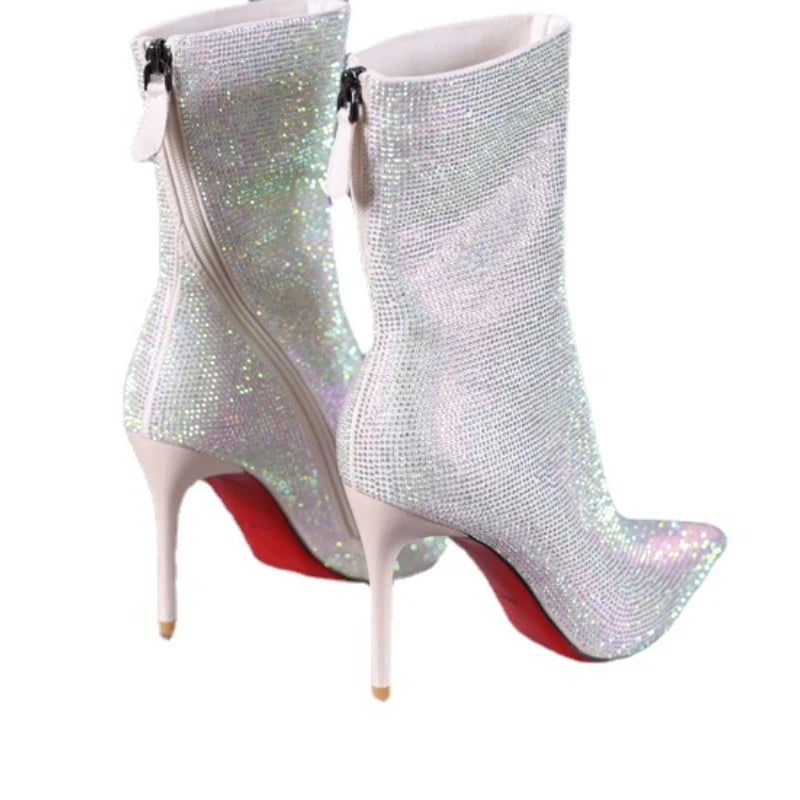 Winter Pointed Rhinestone Back Zipper