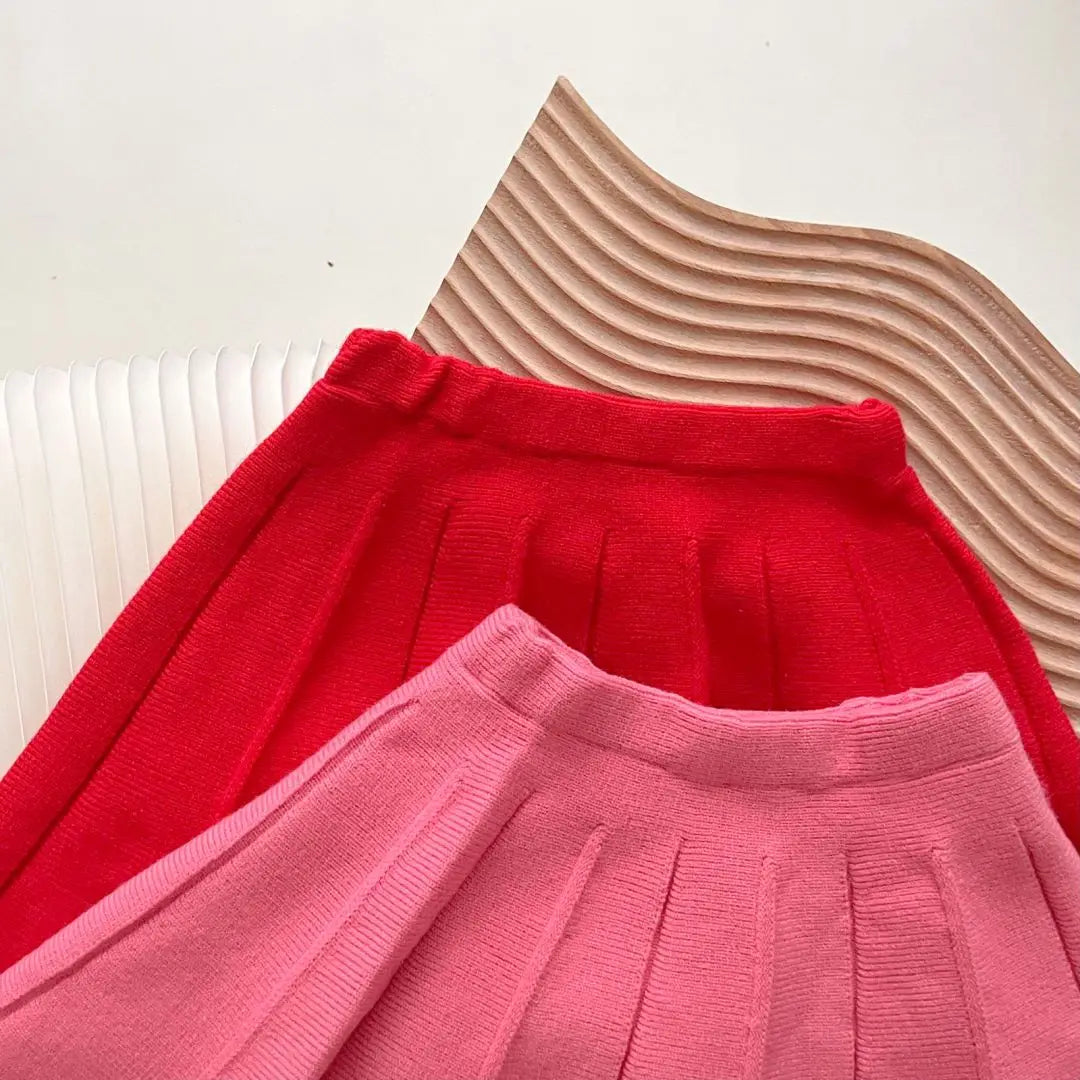 Cute Heart Pattern knit Shirt+ Skirt 2Pcs Sweater Outfit For Kids