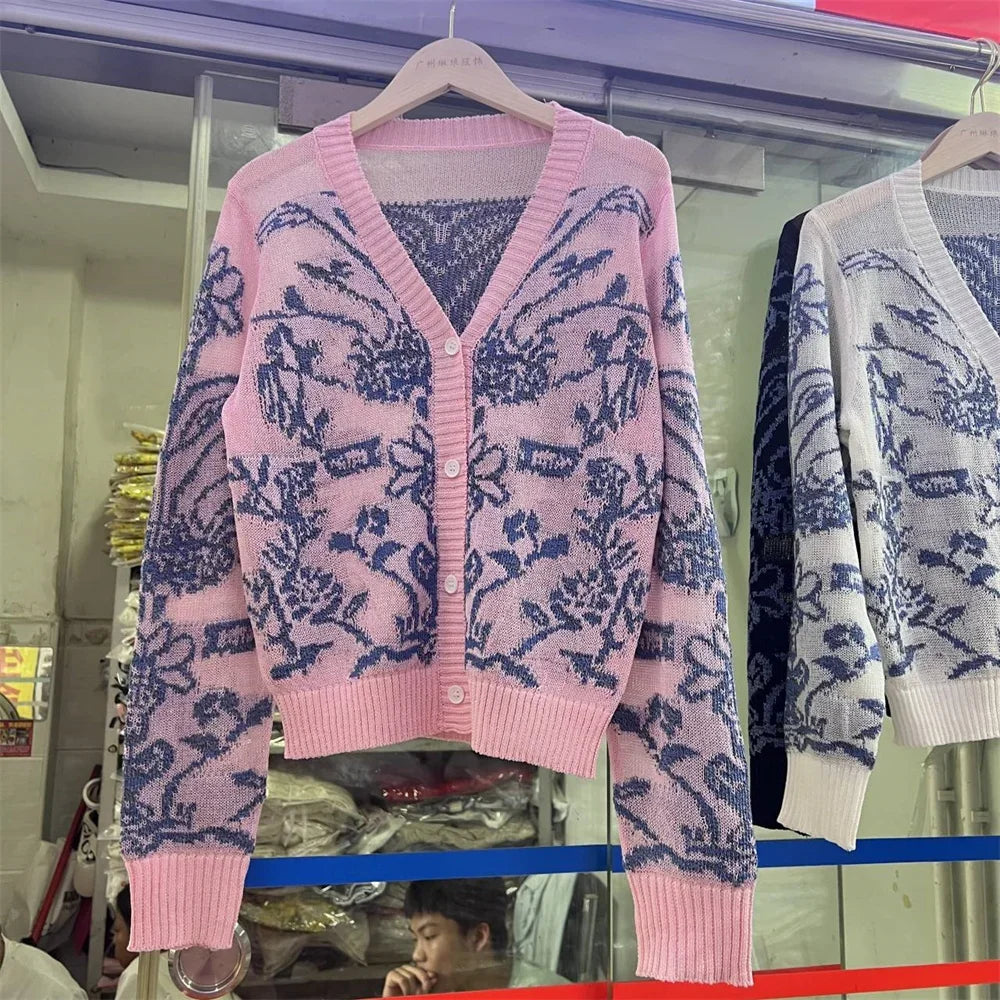 Flower Embroidery Hollow Out Knitted Sweater