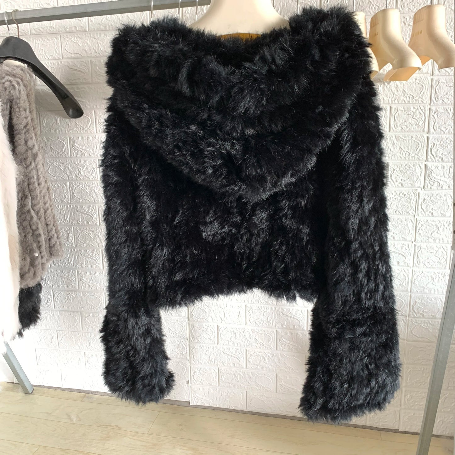 100% Real Rabbit Fur Coat