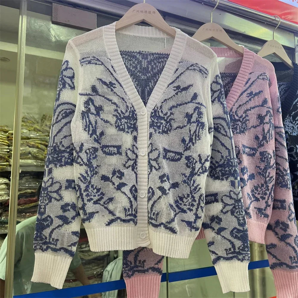 Flower Embroidery Hollow Out Knitted Sweater