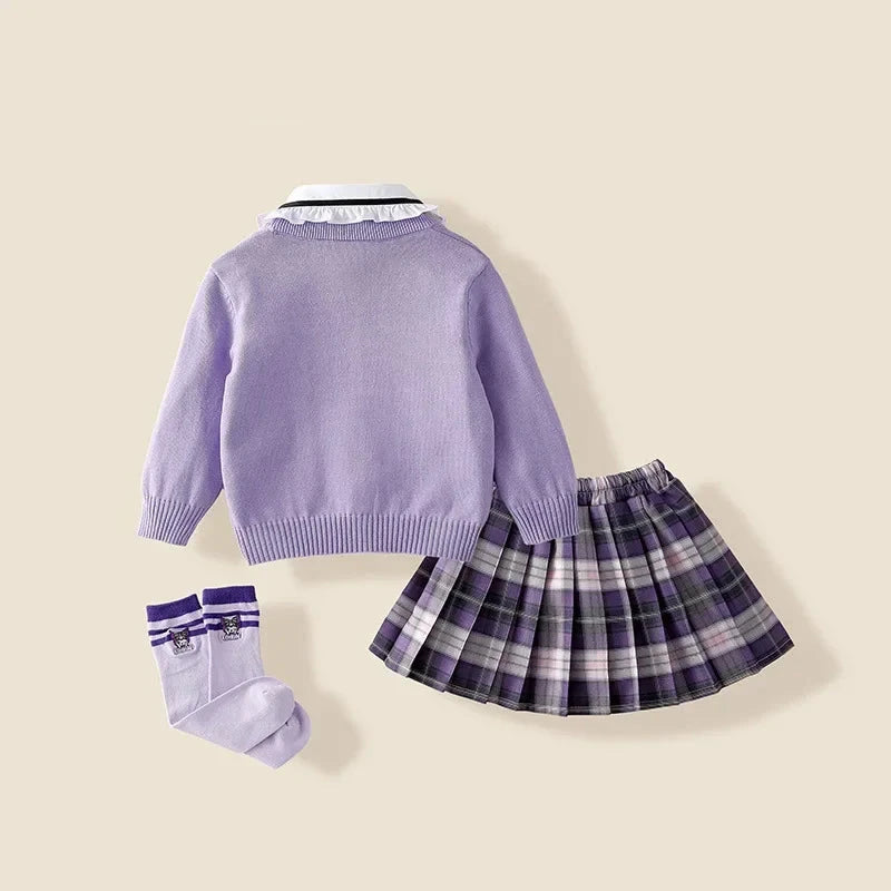 My Melody Children's Knitted Cardigan Pleated Skirt Three Piece Set Skirt