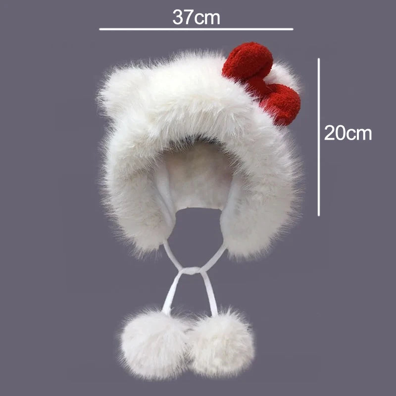 Hello Kitty Big White Fur Hat