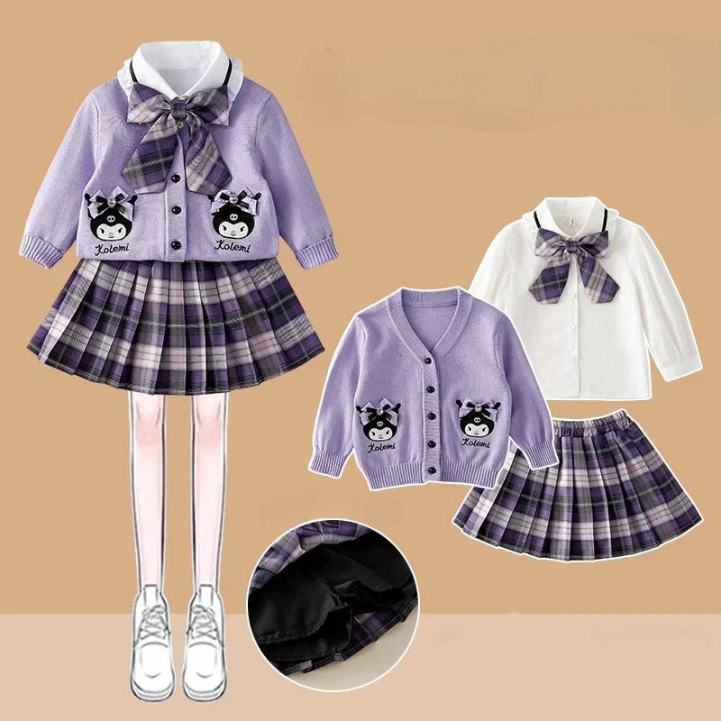 My Melody Children's Knitted Cardigan Pleated Skirt Three Piece Set Skirt