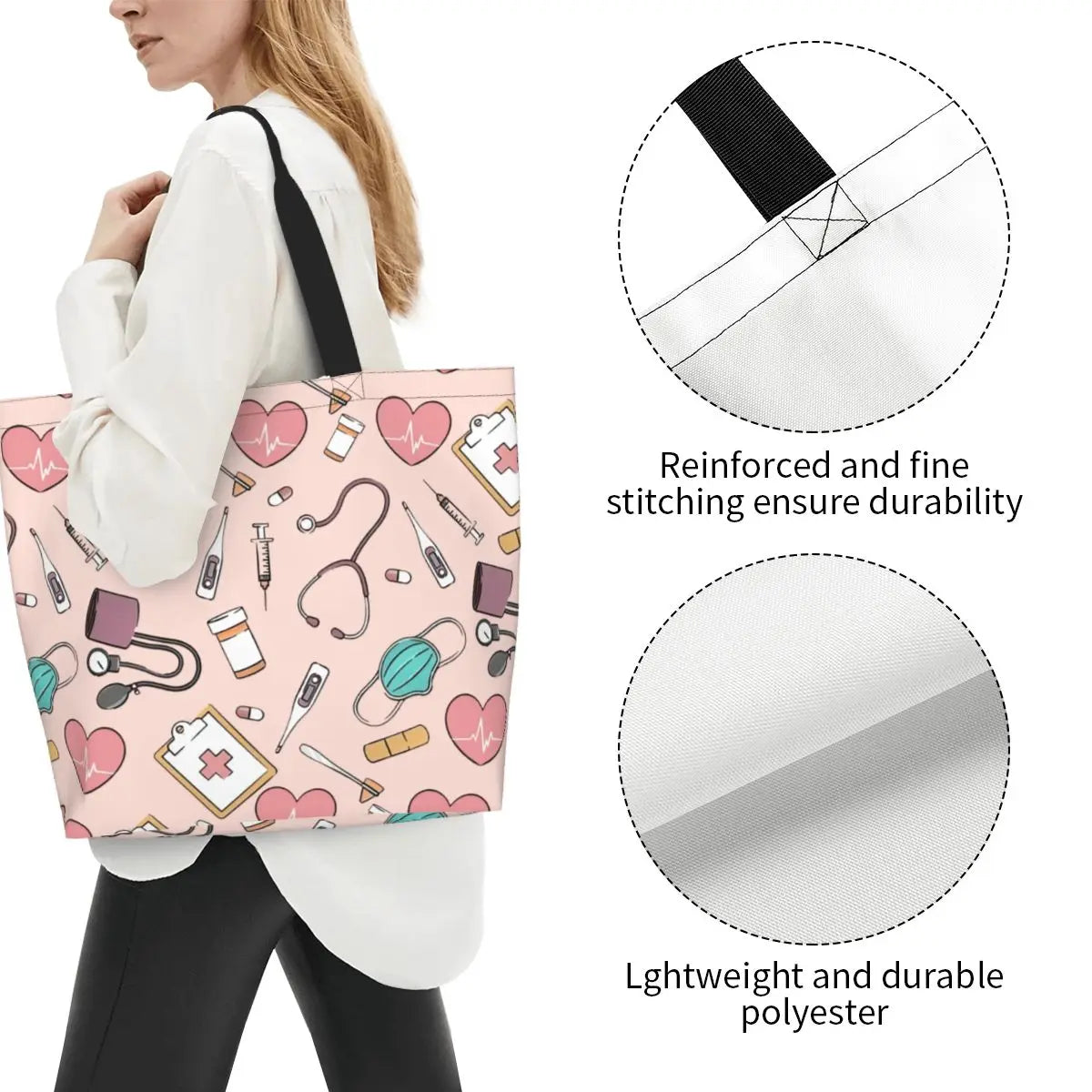 Funny Nurse Shoulder Canvas Tote Bag