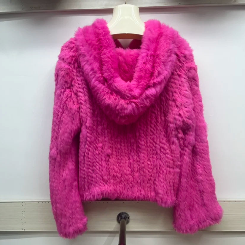 100% Real Rabbit Fur Coat
