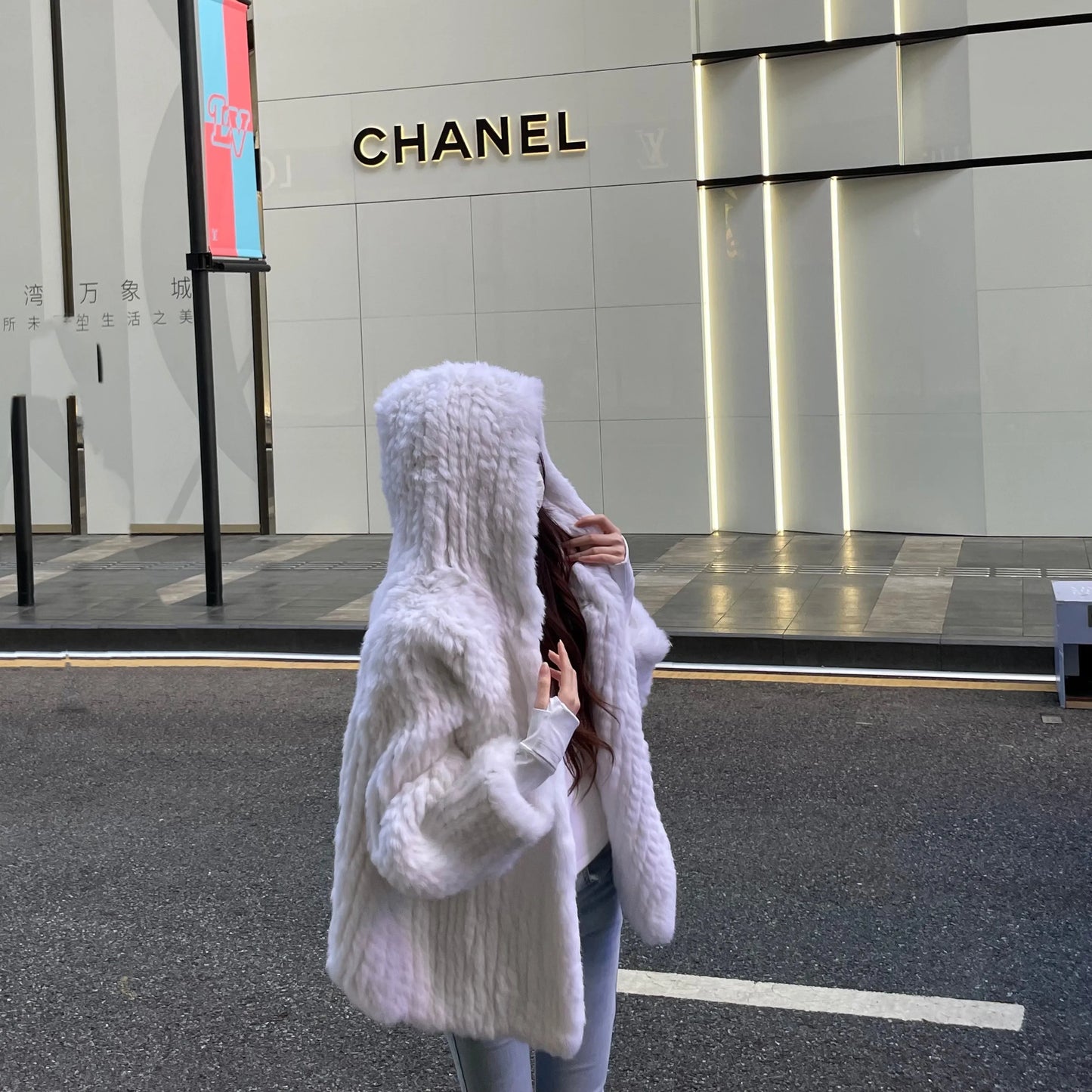 100% Real Rabbit Fur Coat