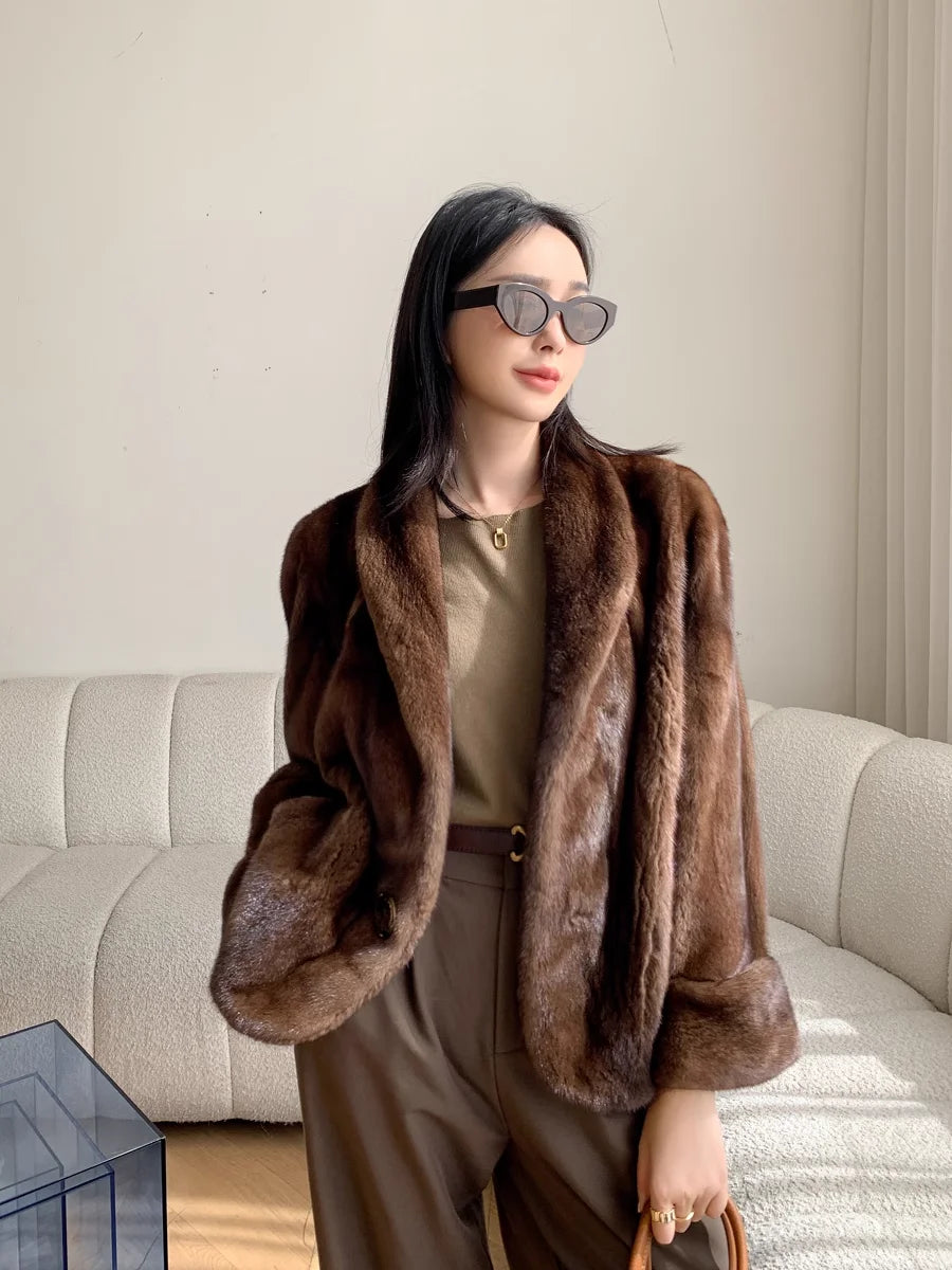 100% Real Mink Fur Coat