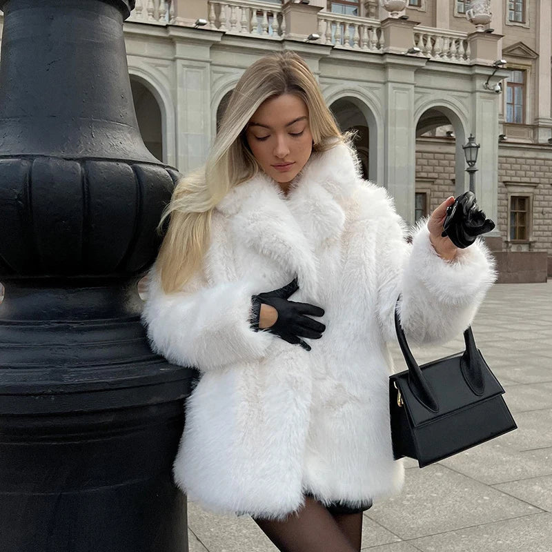 Fluffy Furry Faux Fur Women Winter Shaggy Jacket