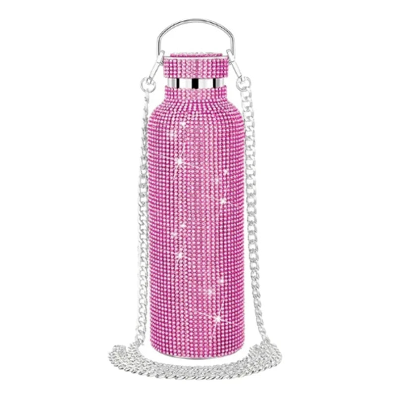 Diamond Stainless Steel Water Bottle with Crossbody 600Ml