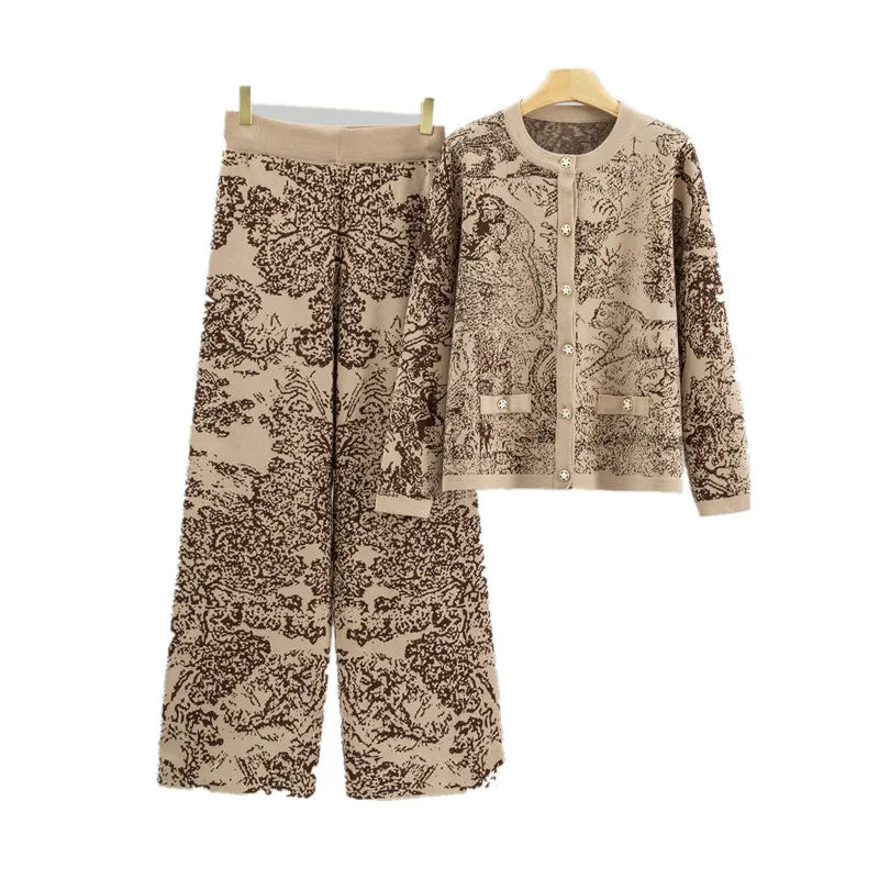 Jacquard Landscape Painting Knitted Set