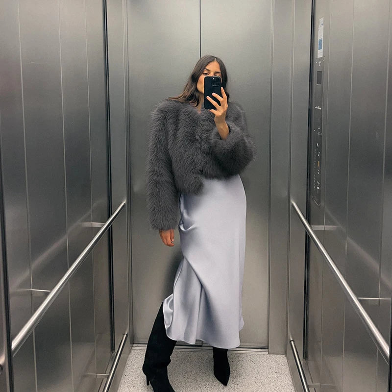 Cropped Faux Fur Fluffy Short Jacket
