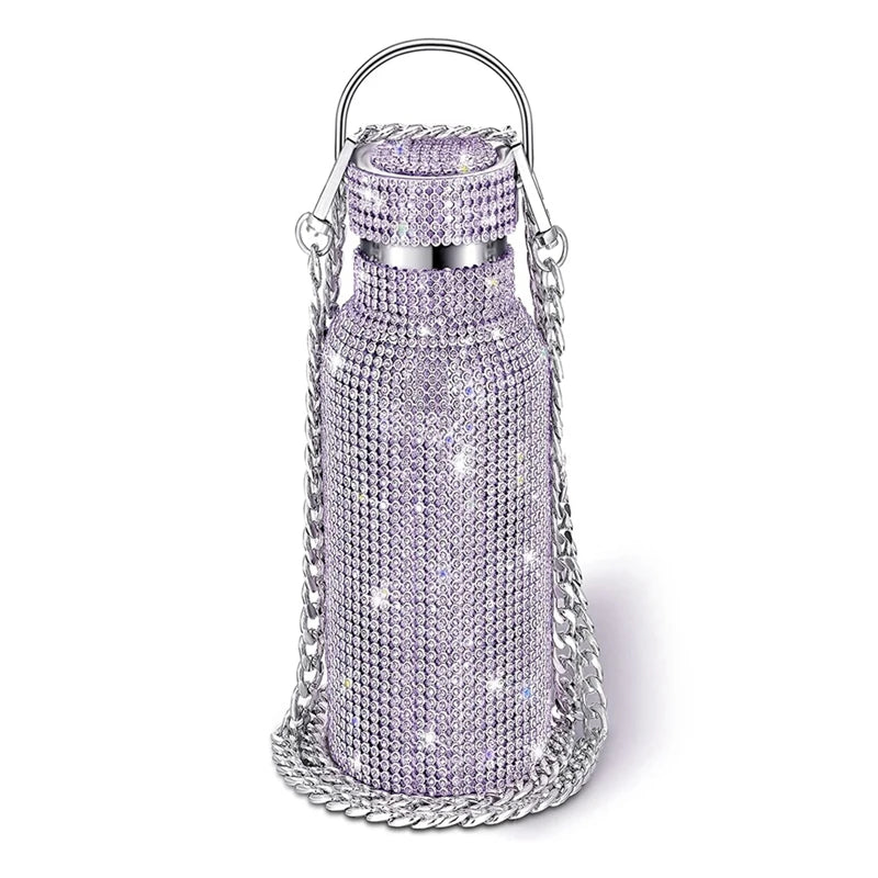 Diamond Stainless Steel Water Bottle with Crossbody 600Ml