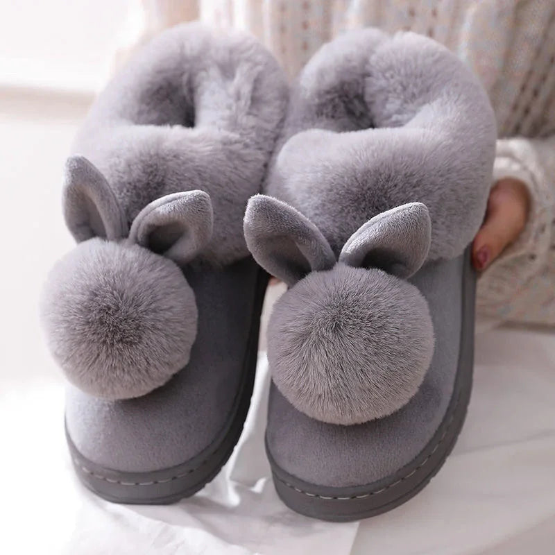 Rabbit Furry Ears Slippers
