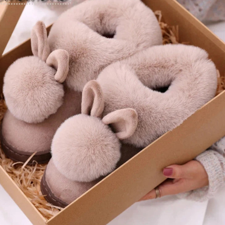 Rabbit Furry Ears Slippers