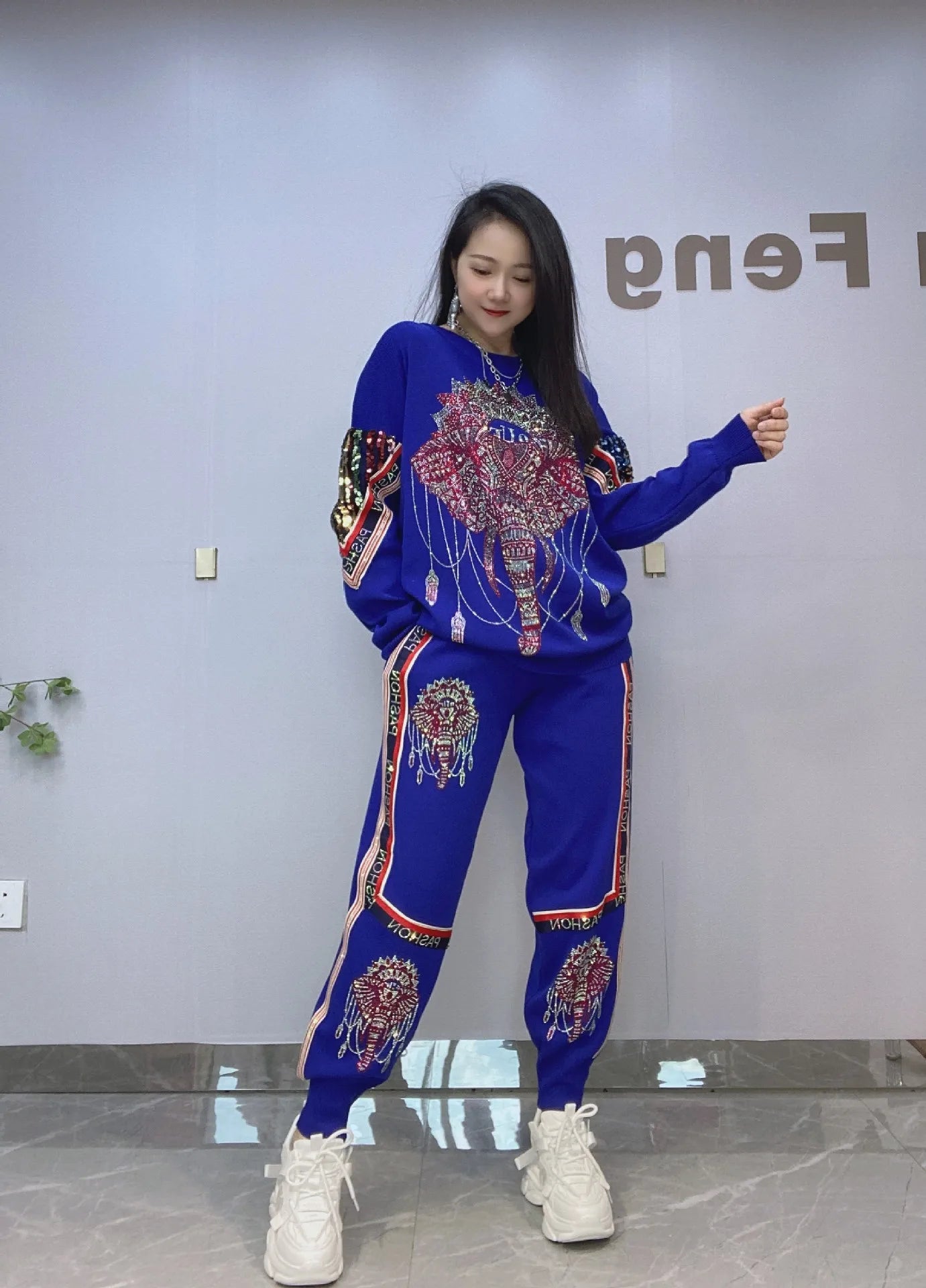 2PCS Anime Sequins Sweater Set