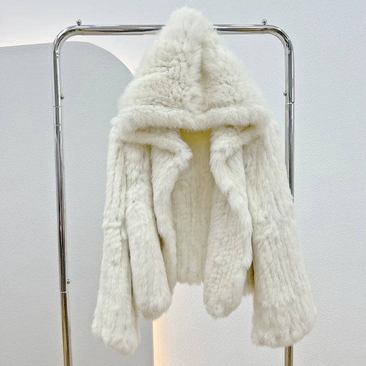 100% Real Rabbit Fur Coat
