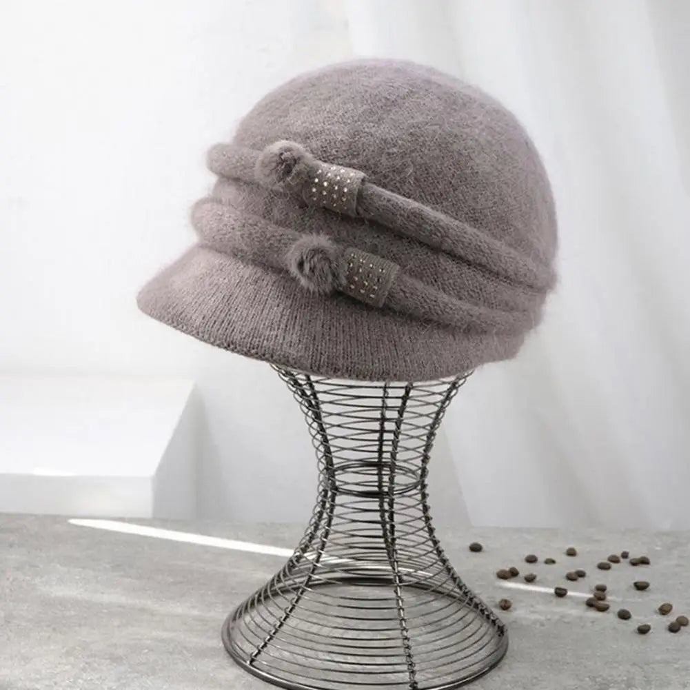 Sweet Ladies Cap & Scarf 2pcs Set Thickened Plush Lining