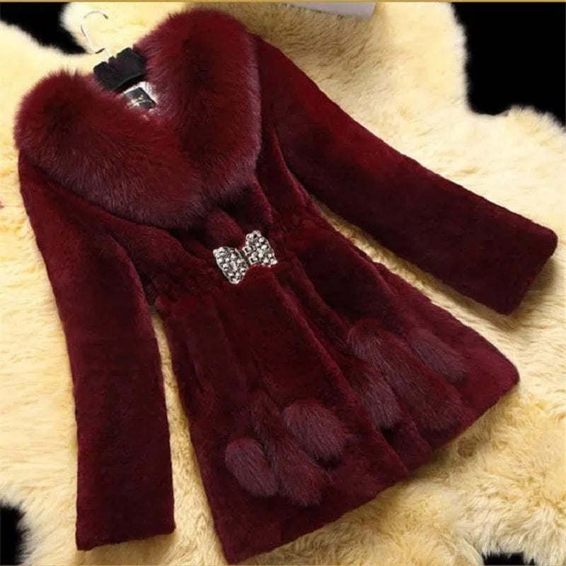Med-length imitation mink fur jackets