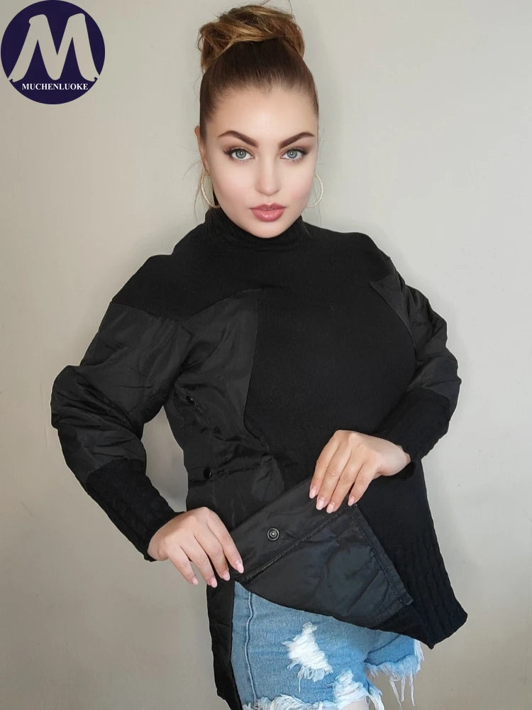 Casual Long Sleeve Loose Turtleneck Knit Sweaters Pullovers