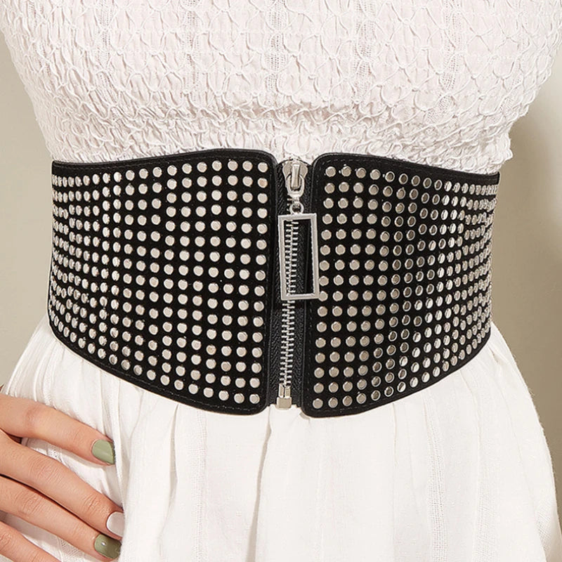 Zipper Goth Plus Size Stretch Cummerbunds Designe Belt