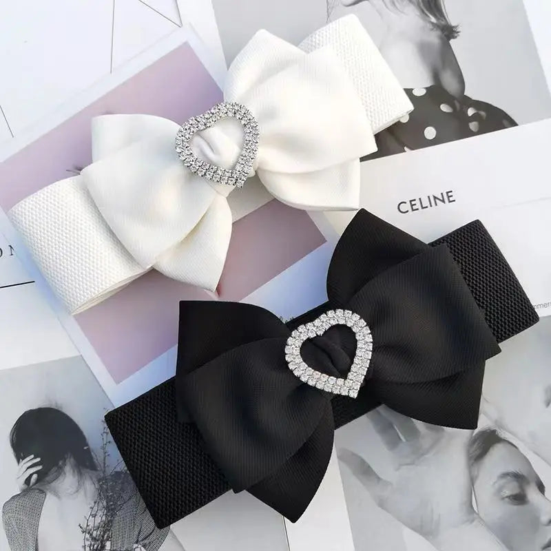 2024 Super Nice Red Belt New Love Set Crystal Bow Elastic Women