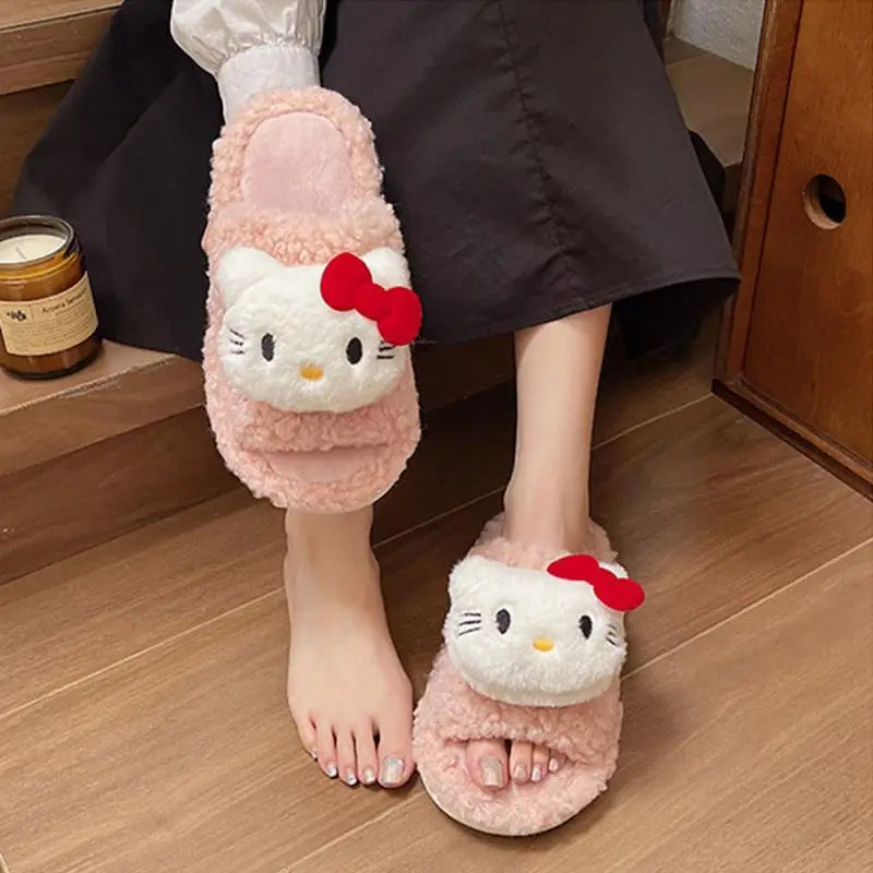 Plush Hello Kitty Slippers